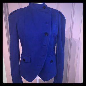 Bebe Electric Blue Asymmetric Button wool blazer